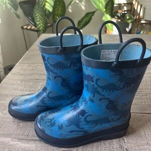 Kids Blue Dinosaur Rain Boots